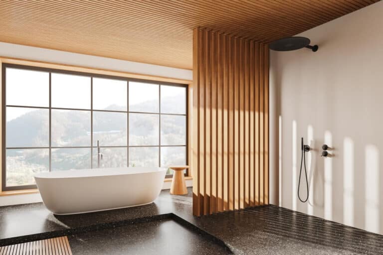 Nowoczesna łazienka z panoramicznym oknem